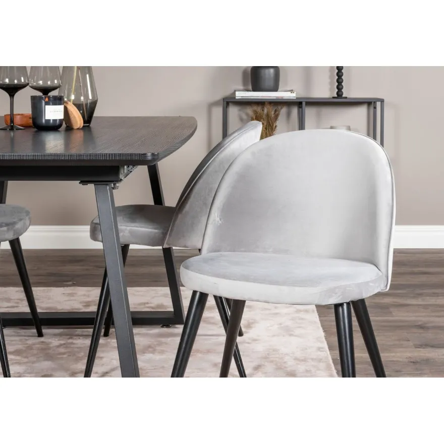 Ruokailuryhmä Venture Home, jatkettava Inca-pöytä + 4 Velvet-tuolia, sametti