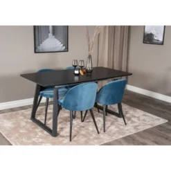 Ruokailuryhmä Venture Home, jatkettava Inca-pöytä + 4 Velvet-tuolia, sametti