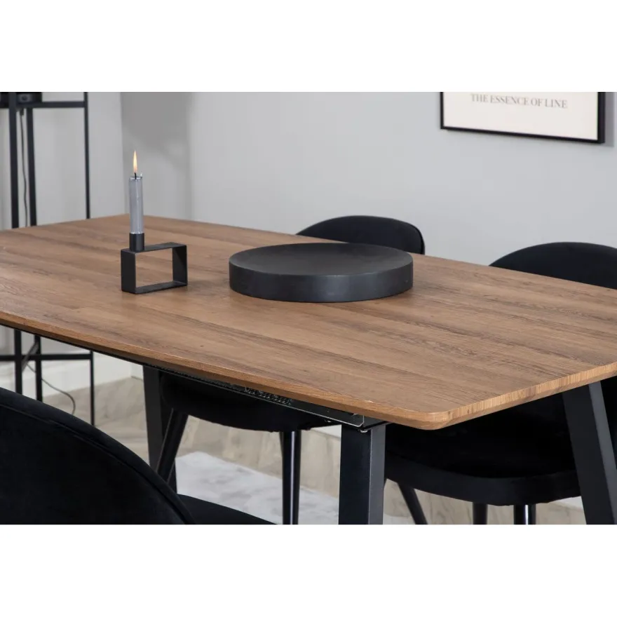 Ruokailuryhmä Venture Home, jatkettava Inca-pöytä + 4 Velvet-tuolia, sametti