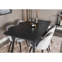 Ruokailuryhmä Venture Home, jatkettava Inca-pöytä + 4 Velvet-tuolia, sametti