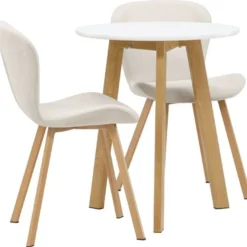 Ruokailuryhmä Venture Home, Leonora-ruokapöytä + 2 Lilja-tuolia, valkoinen/beige