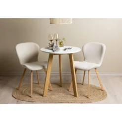 Ruokailuryhmä Venture Home, Leonora-ruokapöytä + 2 Lilja-tuolia, valkoinen/beige