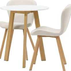 Ruokailuryhmä Venture Home, Leonora-ruokapöytä + 2 Lilja-tuolia, valkoinen/beige