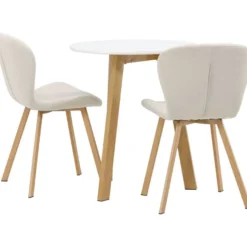 Ruokailuryhmä Venture Home, Leonora-ruokapöytä + 2 Lilja-tuolia, valkoinen/beige