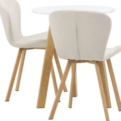 Ruokailuryhmä Venture Home, Leonora-ruokapöytä + 2 Lilja-tuolia, valkoinen/beige