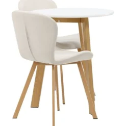Ruokailuryhmä Venture Home, Leonora-ruokapöytä + 2 Lilja-tuolia, valkoinen/beige