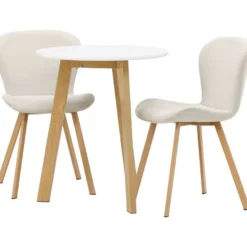 Ruokailuryhmä Venture Home, Leonora-ruokapöytä + 2 Lilja-tuolia, valkoinen/beige