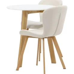 Ruokailuryhmä Venture Home, Leonora-ruokapöytä + 2 Lilja-tuolia, valkoinen/beige