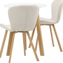 Ruokailuryhmä Venture Home, Leonora-ruokapöytä + 2 Lilja-tuolia, valkoinen/beige