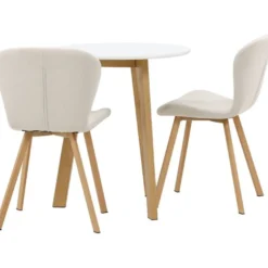 Ruokailuryhmä Venture Home, Leonora-ruokapöytä + 2 Lilja-tuolia, valkoinen/beige
