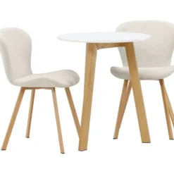 Ruokailuryhmä Venture Home, Leonora-ruokapöytä + 2 Lilja-tuolia, valkoinen/beige