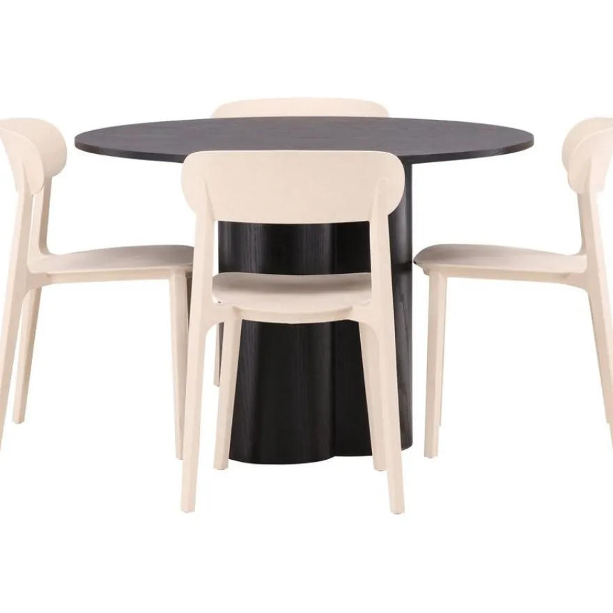 Ruokailuryhmä Venture Home, Olivia-pöytä + 4 beigeä Åstol-tuolia