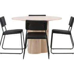 Ruokailuryhmä Venture Home, Olivia-pöytä + 4 mustaa Kenth-tuolia, keinonahka