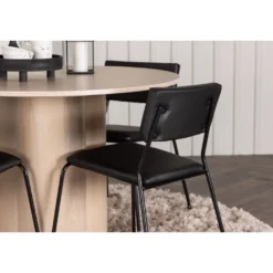 Ruokailuryhmä Venture Home, Olivia-pöytä + 4 mustaa Kenth-tuolia, keinonahka