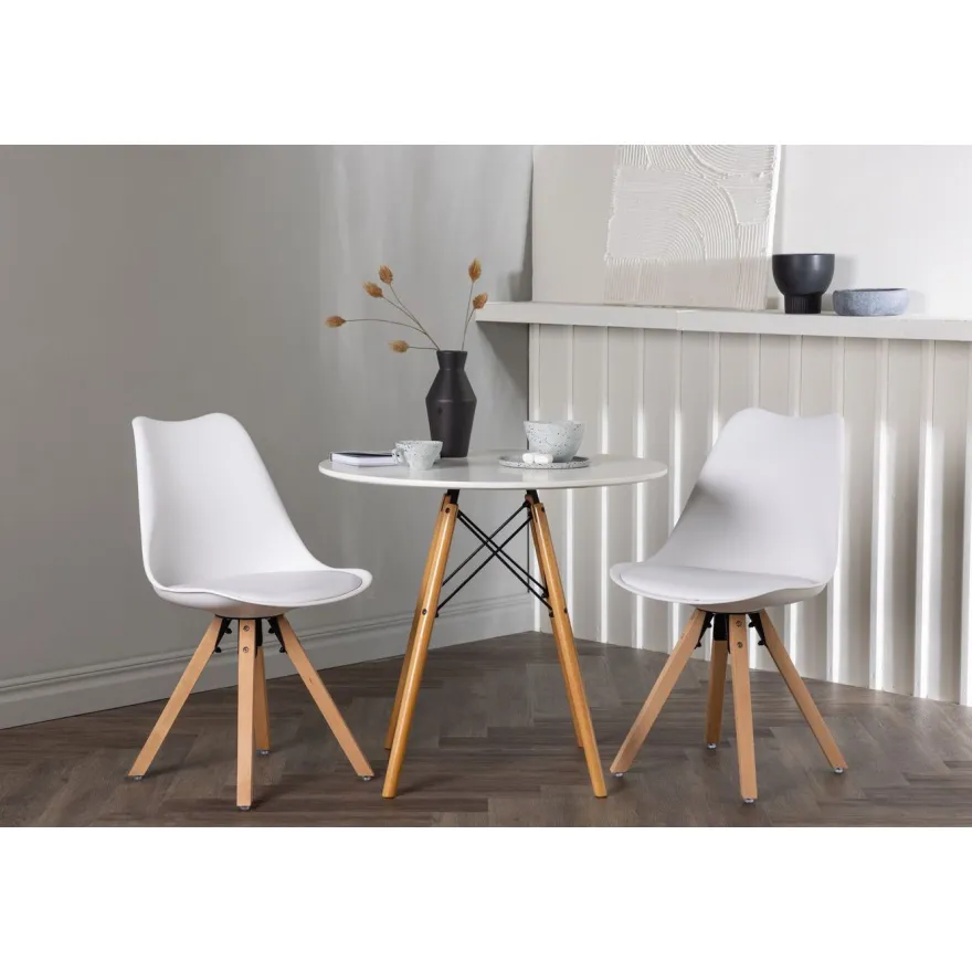 Ruokailuryhmä Venture Home, pyöreä Danburi-pöytä + 2 Zeno-tuolia
