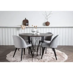 Ruokailuryhmä Venture Home, ruskea Stone-pöytä + 4 vaaleanharmaata Velvet-tuolia