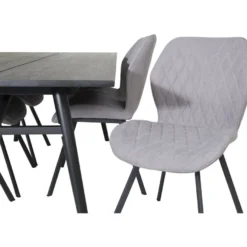 Ruokailuryhmä Venture Home, Sleek-ruokapöytä + 6 harmaata Gemma-tuolia