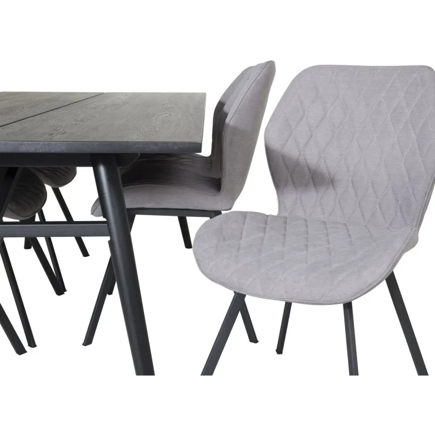 Ruokailuryhmä Venture Home, Sleek-ruokapöytä + 6 harmaata Gemma-tuolia