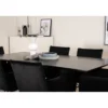 Ruokailuryhmä Venture Home, 180x90cm musta Piazza-pöytä + 6 mustaa Petra-tuolia, sametti