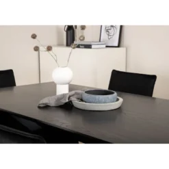Ruokailuryhmä Venture Home, 180x90cm musta Piazza-pöytä + 6 mustaa Petra-tuolia, sametti