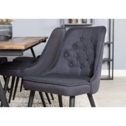 Ruokailuryhmä Venture Home, 200x90cm Jakarta-pöytä + 6 mustaa Velvet Deluxe -tuolia