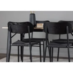 Ruokailuryhmä Venture Home, 140x80cm ruskea Tempe-pöytä + 4 mustaa Polly-tuolia