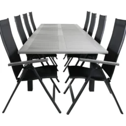 Ruokailuryhmä Venture Home, 224x100cm Albany-pöytä + 8 Albany- tuolia