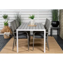 Ruokailuryhmä Venture Home, 205x90cm Break-pöytä + 6 pinottavaa Anna-tuolia