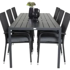 Ruokailuryhmä Venture Home, 205x90cm Break-pöytä + 6 pinottavaa Anna-tuolia