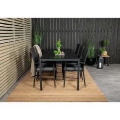 Ruokailuryhmä Venture Home, 205x90cm Break-pöytä + 6 pinottavaa Anna-tuolia