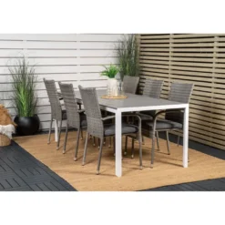 Ruokailuryhmä Venture Home, 205x90cm Break-pöytä + 6 pinottavaa Anna-tuolia