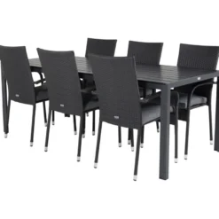 Ruokailuryhmä Venture Home, 205x90cm Break-pöytä + 6 pinottavaa Anna-tuolia