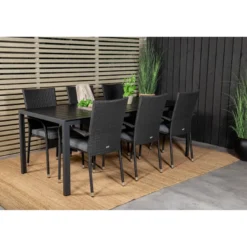 Ruokailuryhmä Venture Home, 205x90cm Break-pöytä + 6 pinottavaa Anna-tuolia