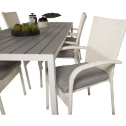 Ruokailuryhmä Venture Home, 205x90cm Break-pöytä + 6 pinottavaa Anna-tuolia