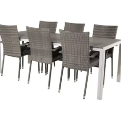 Ruokailuryhmä Venture Home, 205x90cm Break-pöytä + 6 pinottavaa Anna-tuolia