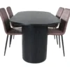 Ruokailuryhmä Venture Home, 200x90cm musta Bianca Oval -pöytä + 4 Windu Lyx -tuolia