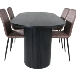 Ruokailuryhmä Venture Home, 200x90cm musta Bianca Oval -pöytä + 4 Windu Lyx -tuolia