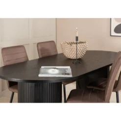 Ruokailuryhmä Venture Home, 200x90cm musta Bianca Oval -pöytä + 4 Windu Lyx -tuolia