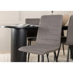 Ruokailuryhmä Venture Home, 200x90cm musta Bianca Oval -pöytä + 4 Windu Lyx -tuolia