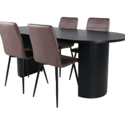 Ruokailuryhmä Venture Home, 200x90cm musta Bianca Oval -pöytä + 4 Windu Lyx -tuolia