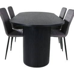 Ruokailuryhmä Venture Home, 200x90cm musta Bianca Oval -pöytä + 4 Windu Lyx -tuolia