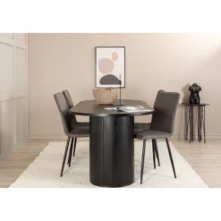 Ruokailuryhmä Venture Home, 200x90cm musta Bianca Oval -pöytä + 4 Windu Lyx -tuolia