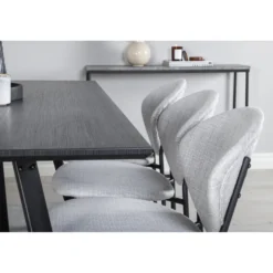 Ruokailuryhmä Venture Home, 180x90cm musta Marina-pöytä + 6 harmaata Vault-tuolia