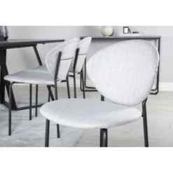 Ruokailuryhmä Venture Home, 180x90cm musta Marina-pöytä + 6 harmaata Vault-tuolia