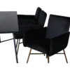 Ruokailuryhmä Venture Home, 190x90cm Petra-pöytä + 6 mustaa Petra-tuolia, sametti