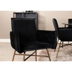 Ruokailuryhmä Venture Home, 190x90cm Petra-pöytä + 6 mustaa Petra-tuolia, sametti