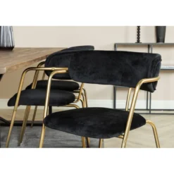 Ruokailuryhmä Venture Home, 250x100cm ruskea Padang-pöytä + 6 mustaa Arrow-tuolia, sametti