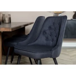 Ruokailuryhmä Venture Home, 210x100cm Logger-pöytä + 6 mustaa Velvet Deluxe -tuolia