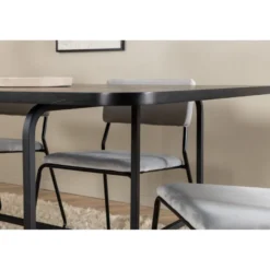 Ruokailuryhmä Venture Home, 200x90cm Uno-pöytä + 6 vaaleanharmaata Kenth-tuolia, sametti