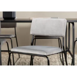 Ruokailuryhmä Venture Home, 200x90cm Uno-pöytä + 6 vaaleanharmaata Kenth-tuolia, sametti